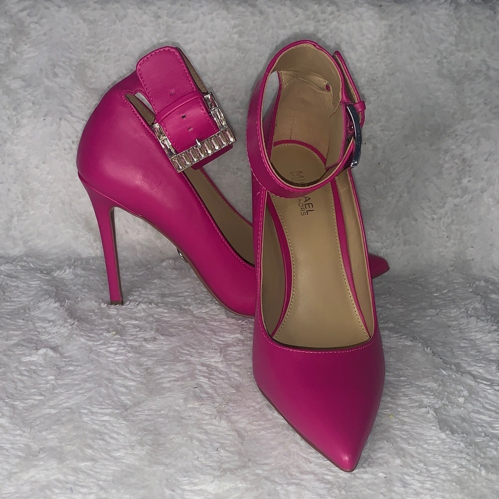 Michael Kors Fuchsia Heels with Crystal Buckle